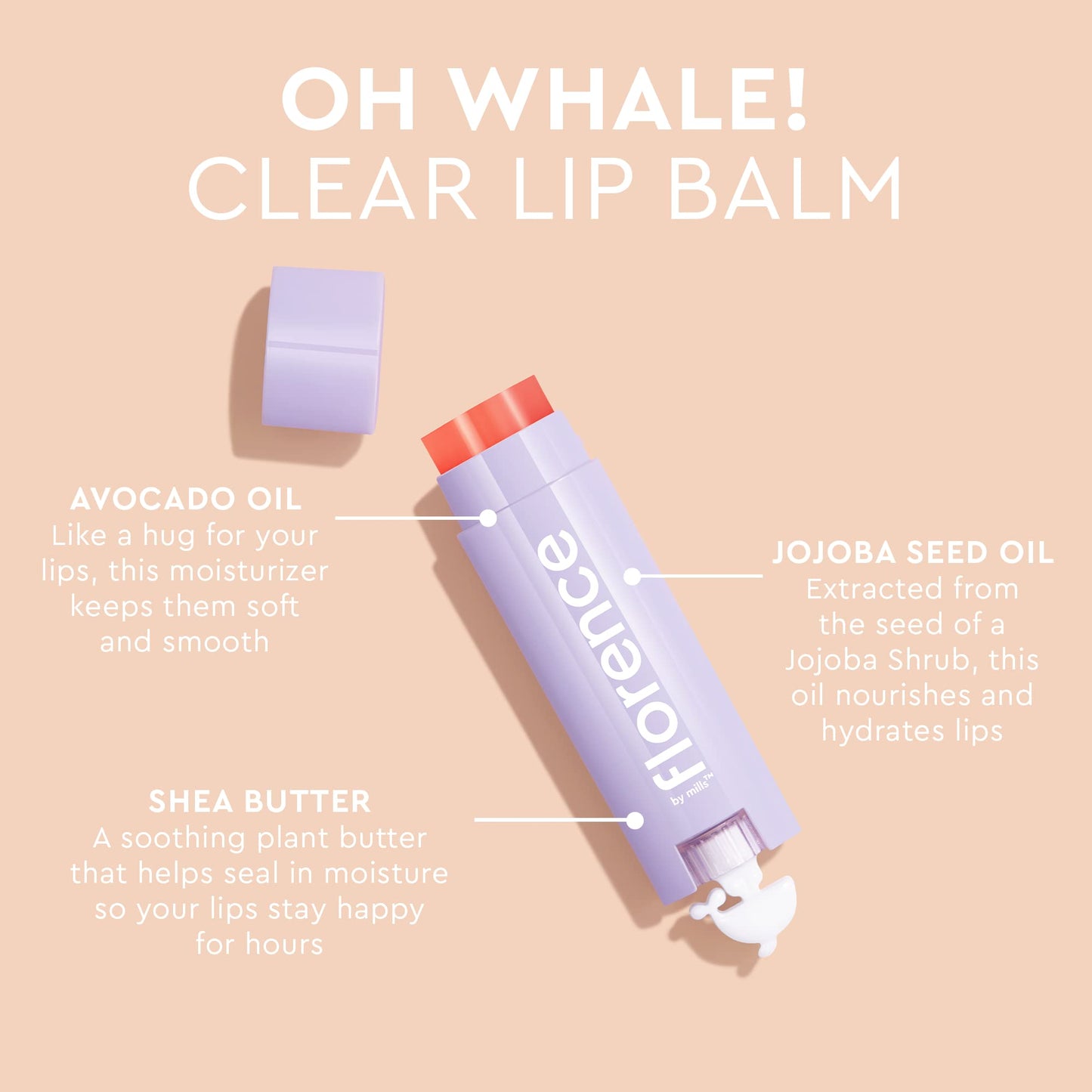 florence by mills Oh Whale! Lip Balm, Clear, 0.15 oz/ 4.5g Beauty and Personal Care florence by mills