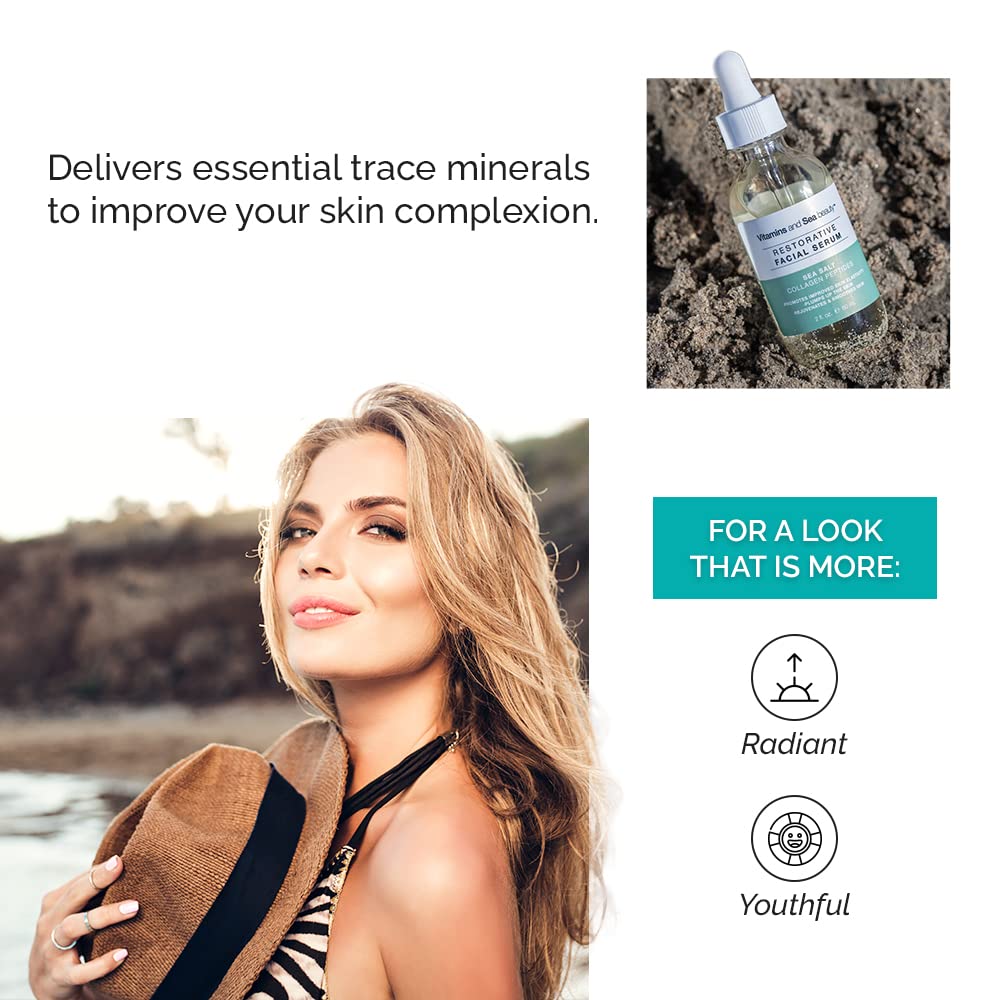 Vitamins and Sea Beauty Sea Salt and Collagen Peptides Serum, Anti-Aging Firming, Plumping, Smoothing Face Serum for Fine Lines and Wrinkles, Sagging Beauty & Personal Care VITAMINS AND SEA BEAUTY