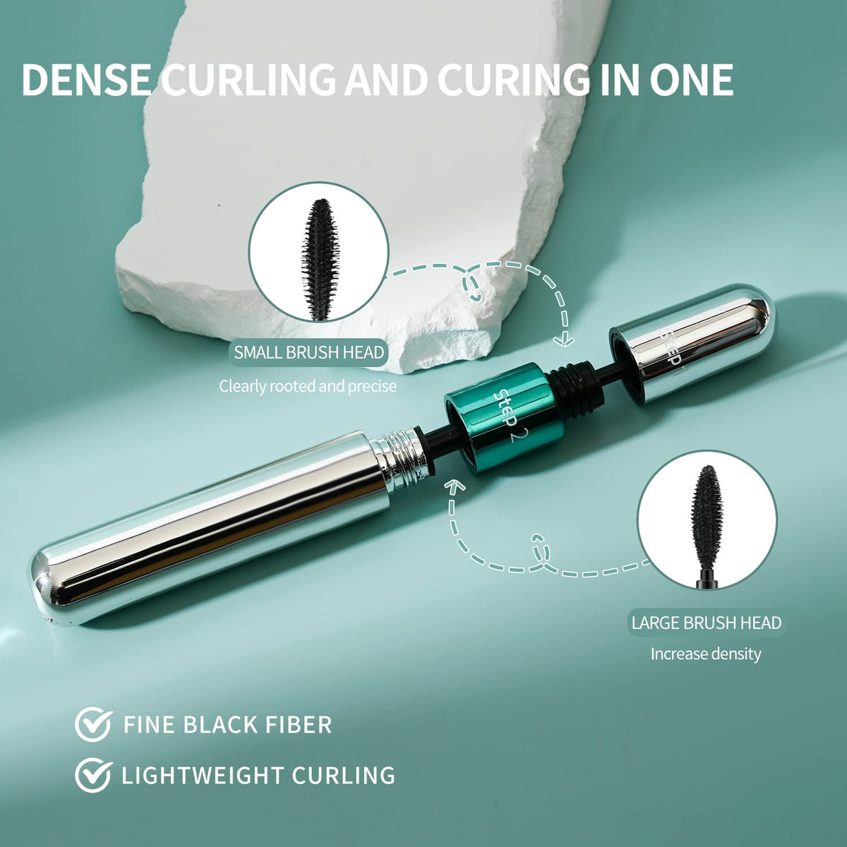 2 in 1 Mascara 5x Longer Waterproof Lash Cosmetics Natural Lengthening and Thickening Effect No Clumping Superstrong Magic 4d Silk Fiber for Vibely Beauty & Personal Care VIBELY