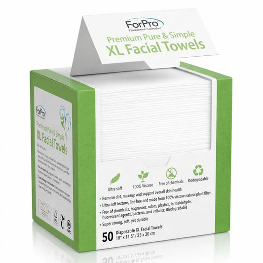 ForPro Disposable Face Towels for Sensitive Skin, XL Dry Wipes Makeup Remover, Ultra Soft Lint-Free Viscose Face Cloths, Chemical-Free Biodegradable Beauty and Personal Care ForPro Professional Collection Default Title