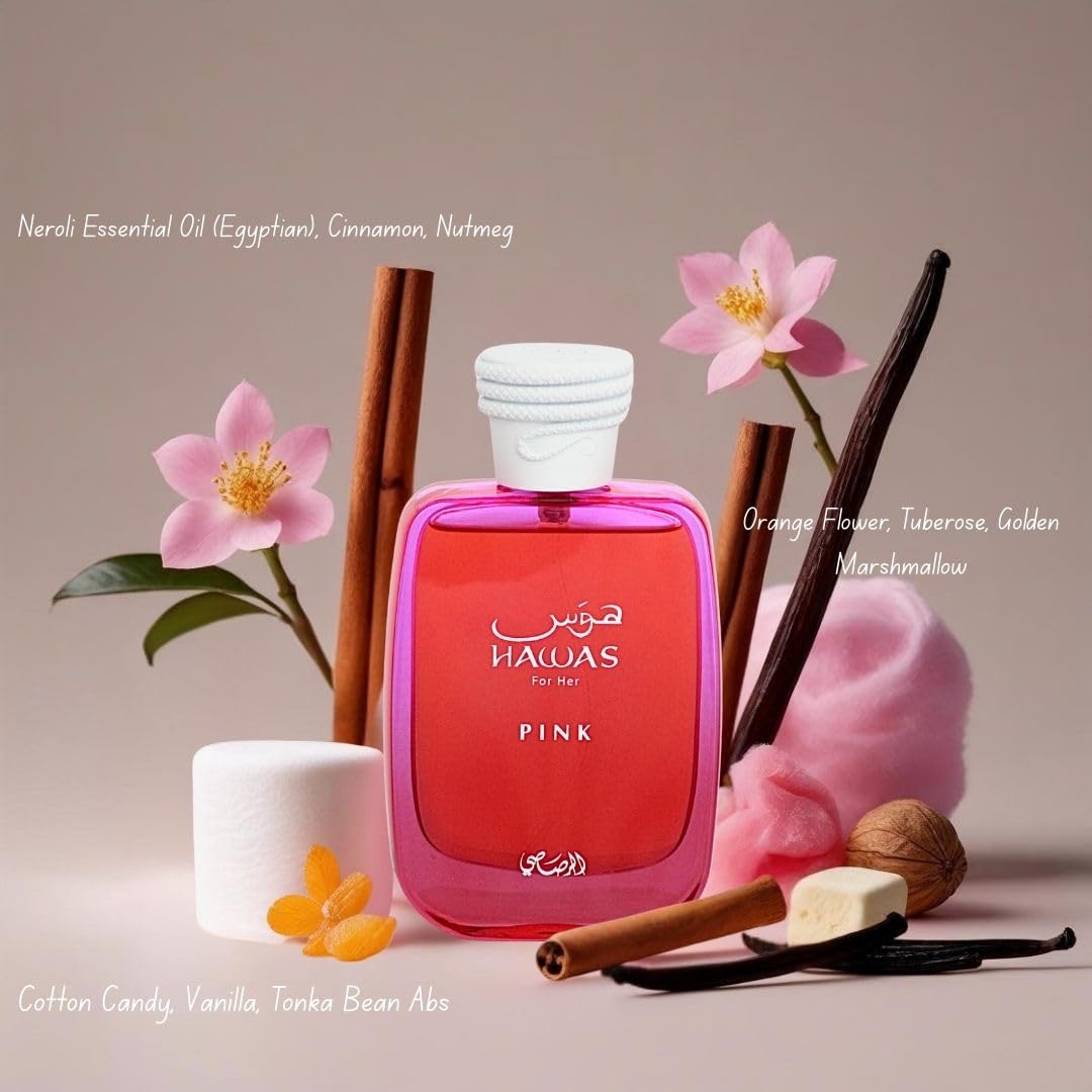 RASASI Hawas Pink For Her Eau de Parfum Spray 100ml (3.4 oz) - Floral Fruity Perfume for Women with Neroli, Vanilla, Cotton Candy & Marshmallow | Beauty & Personal Care RASASI