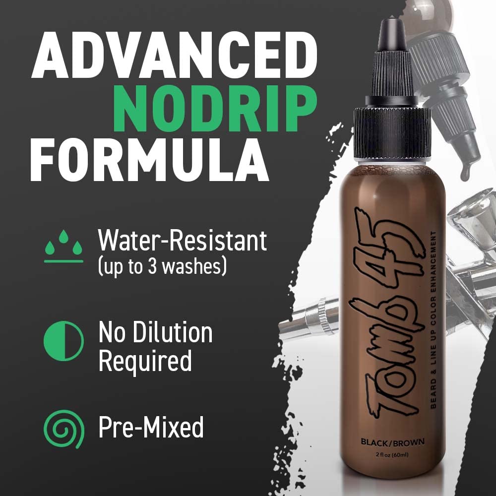 Tomb45 Beard & Lineup Enhancement (Brown/Black) - Water-proof, Shampoo safe, Safe on Skin Beauty & Personal Care Tomb 45