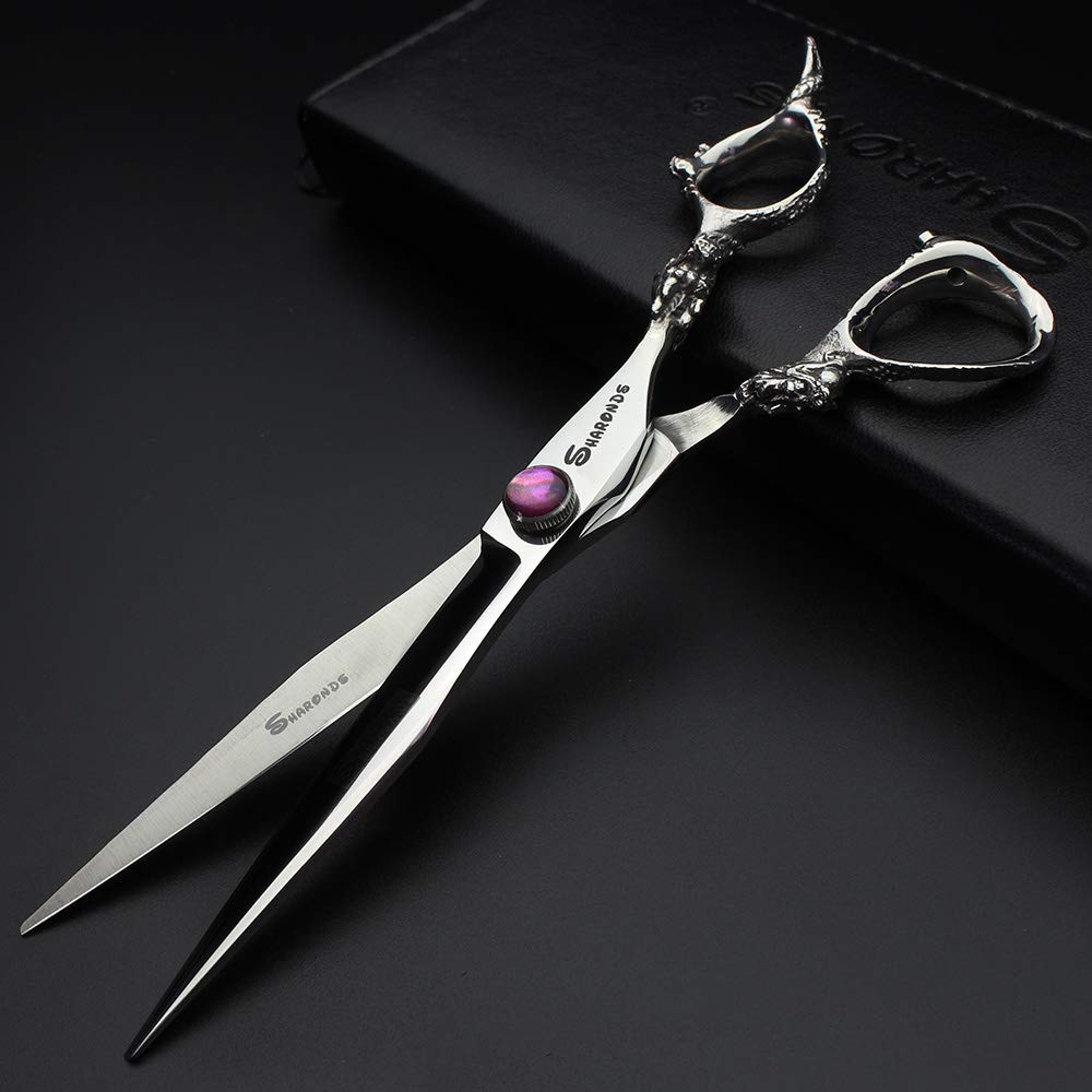 7 inch barber scissors,purple diamond barber scissors(7 Inch Flat-AA)