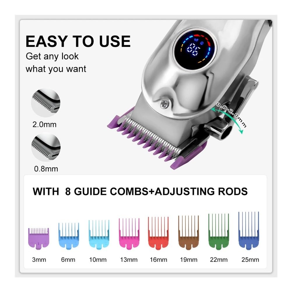 EWKYLSEM Men's Hair Clipper Electric Water Washable LCD Display Barber Shop Haircut Machine Precision Trim Fade Trimmer Beauty and Personal Care EWKYLSEM