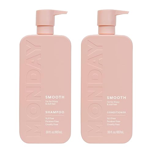 MONDAY HAIRCARE Smooth Shampoo + Conditioner Bathroom Set (2 Pack) 30oz Each for Frizzy, Coarse, and Curly Hair, Made from Coconut Oil, Shea Butter Beauty & Personal Care MONDAY HAIRCARE