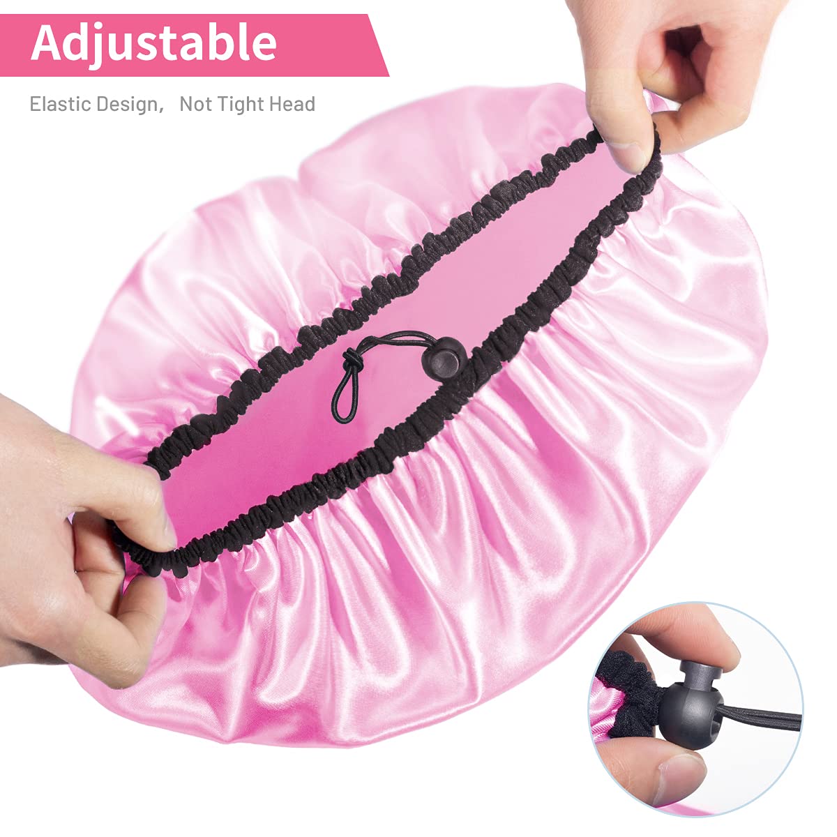 Auban Shower Cap for Women, Adjustable Reusable, Extra Large, Double-Layer Waterproof Bathing Cap, Waterproof Exterior, EVA Lining, Hair Cap for All Beauty & Personal Care Auban