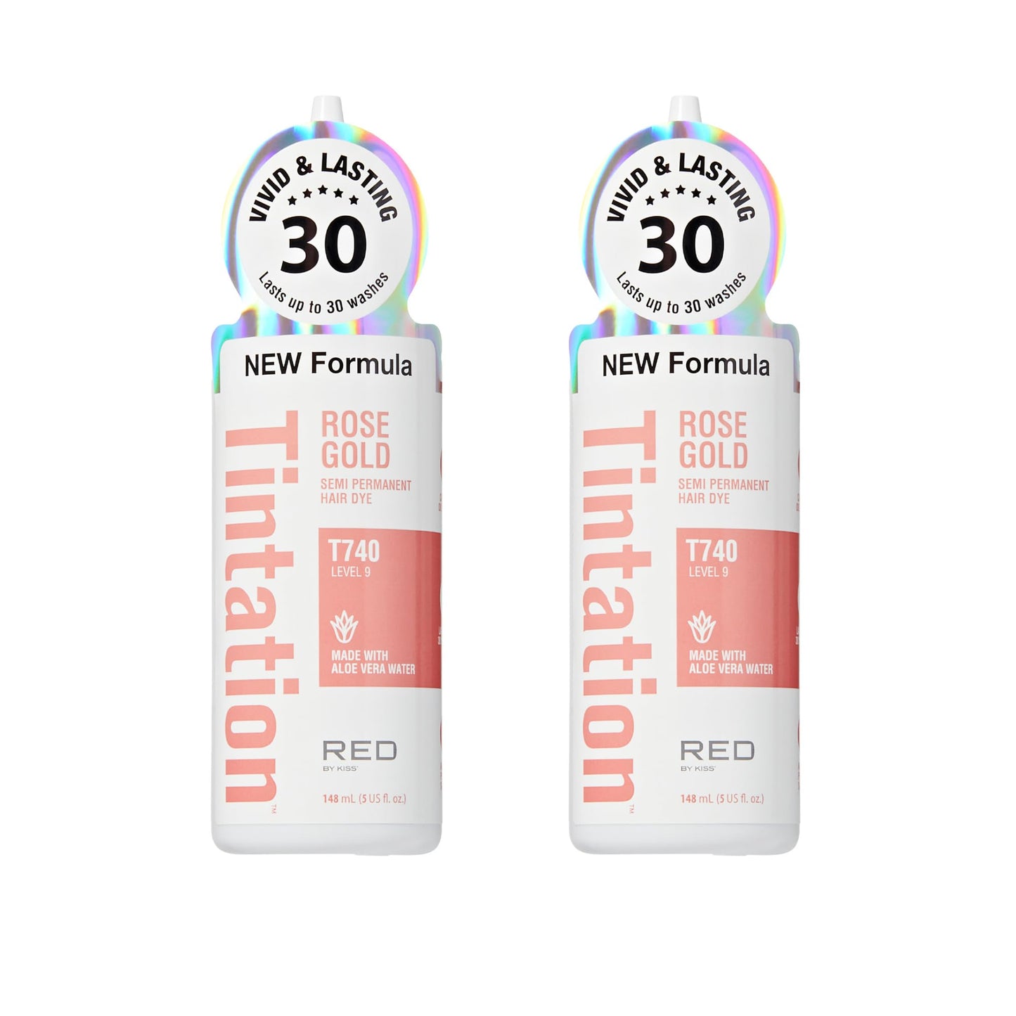 Red by Kiss Tintation Semi-Permanent Hair Color, Aloe Vera Water Based, Argan Oil, Olive Oil, Collagen & Keratin, Long-Lasting Color Dye (Rose Gold, 2 Beauty & Personal Care Red by Kiss