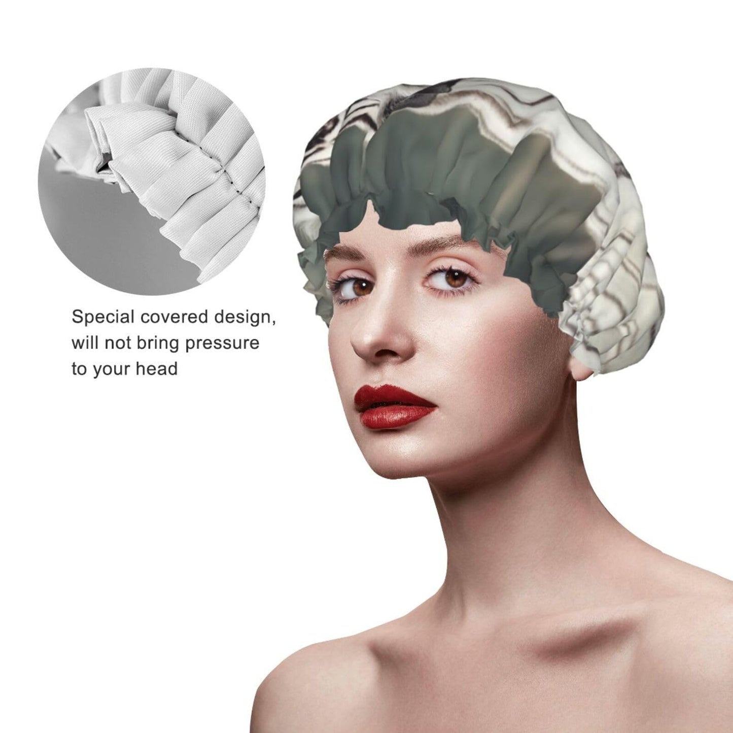 White Tiger Shower Cap For Women Reusable Double Layers Bathing Bath Cap Hair Caps Waterproof Elastic Band Ladies Spa Salon Shower Hat Hair Caps Beauty and Personal Care GDSHJKLW