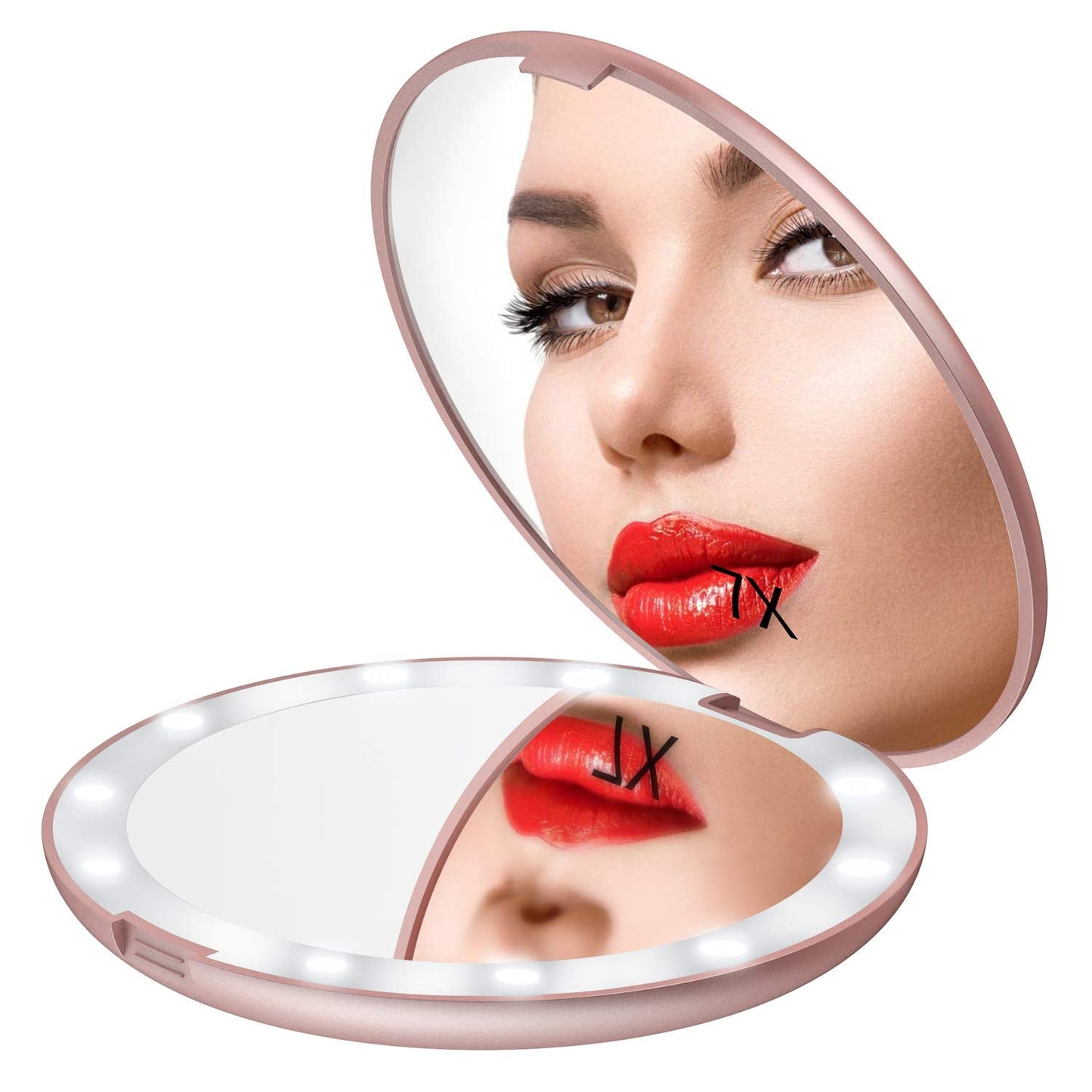 Gospire 5" Lighted Travel Makeup Mirror 1X/7X Magnifying Double Sided, Super Large LED Compact Portable Handheld Pocket Illuminated Cosmetic Vanity Beauty & Personal Care Gospire