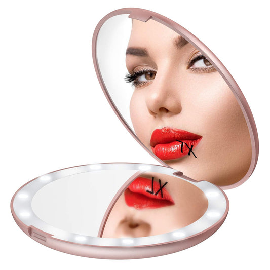 Gospire 5" Lighted Travel Makeup Mirror 1X/7X Magnifying Double Sided, Super Large LED Compact Portable Handheld Pocket Illuminated Cosmetic Vanity Beauty & Personal Care Gospire
