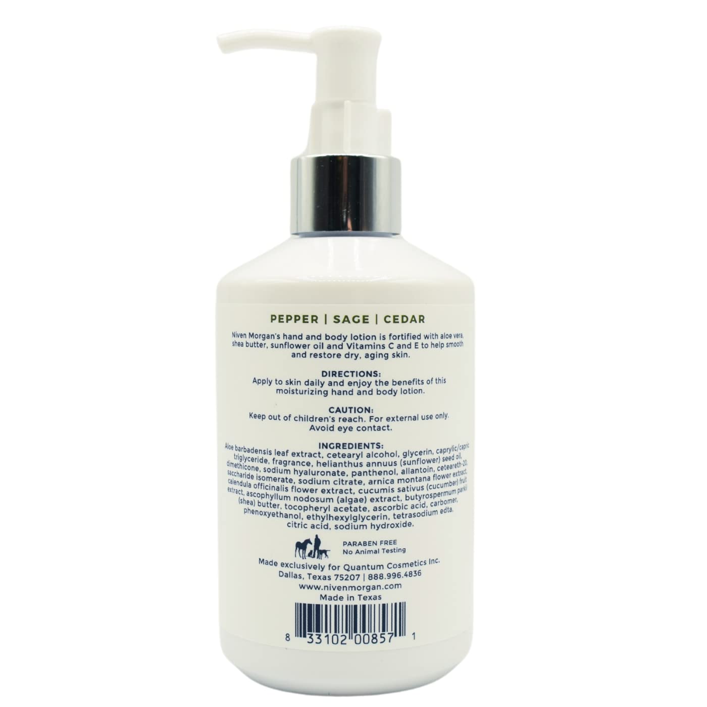 Niven Morgan Pepper, Sage and Cedar Hand and Body Lotion 10.5 fl oz 310 ml Beauty & Personal Care Niven Morgan