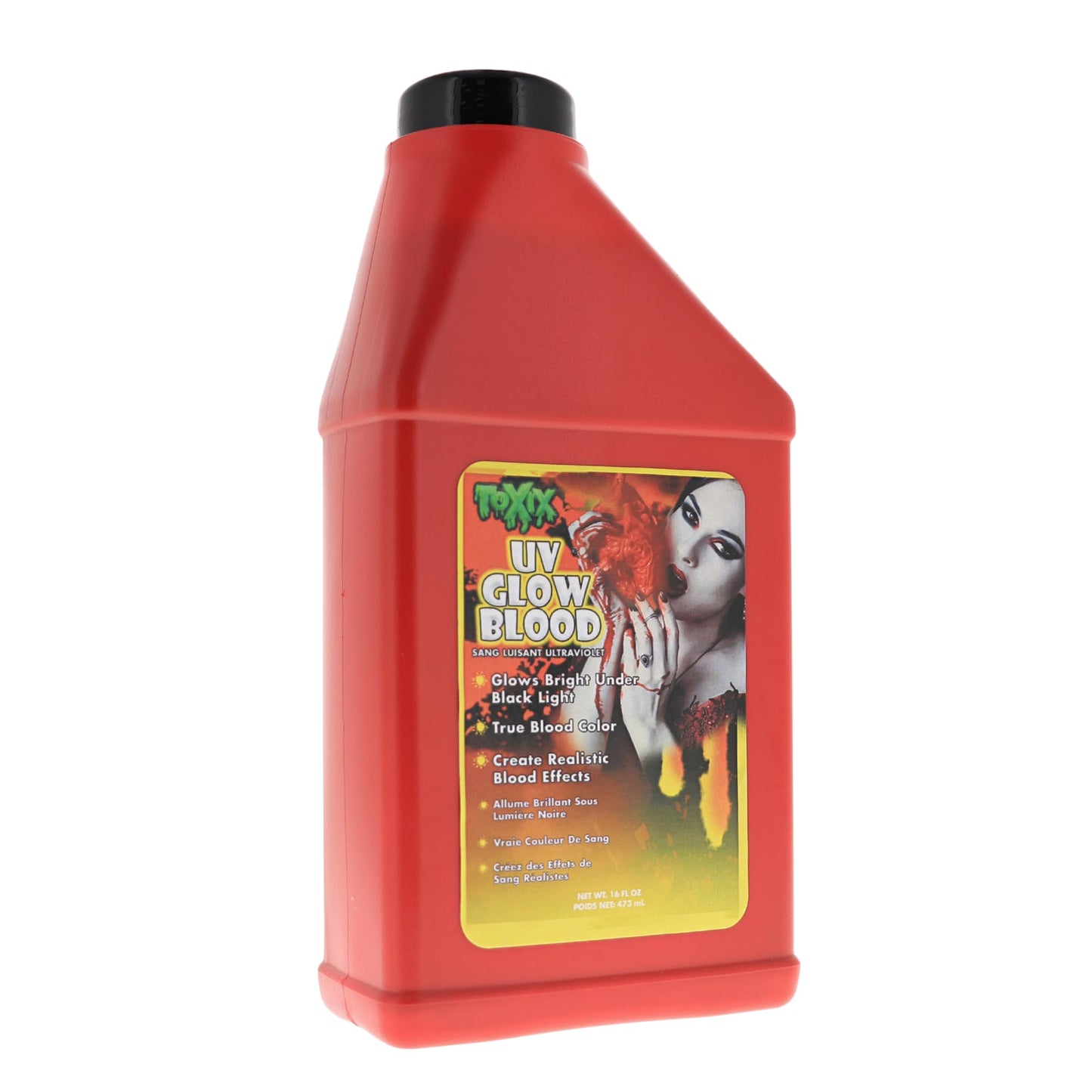 TOXIX UV Fake Blood - 16 fl oz GLOWS Under Blacklight Red Fake Blood for Halloween, SFX Makeup, Cosplay, Safe, Washable, SHAKE WELL BEFORE EACH USE! Beauty & Personal Care TOXIX