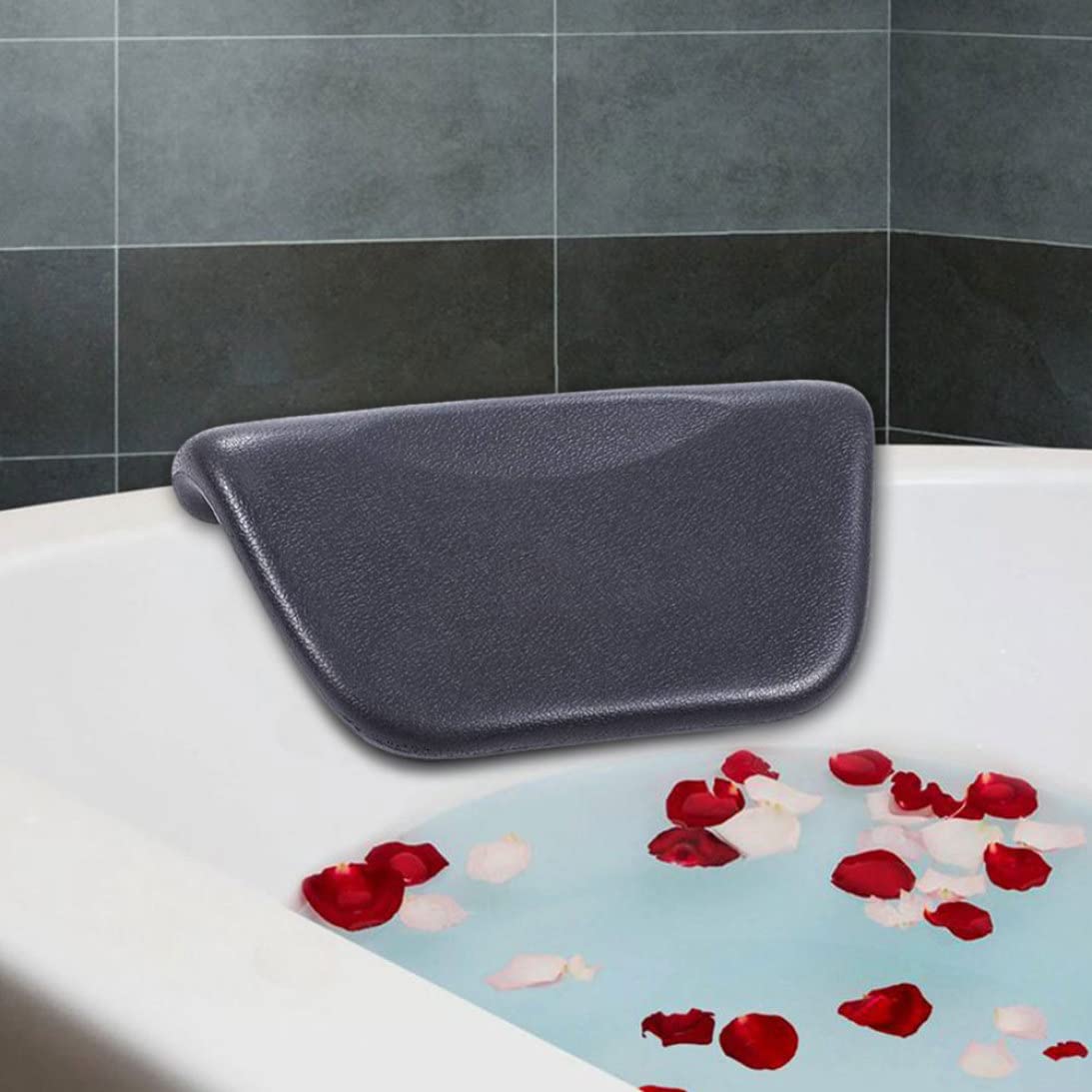 Bath Pillow PU Leather Bath Spa Cushion Bathtub Ergonomic Head Neck Rest Support for Home Hot Tub Black Beauty and Personal Care Eioflia