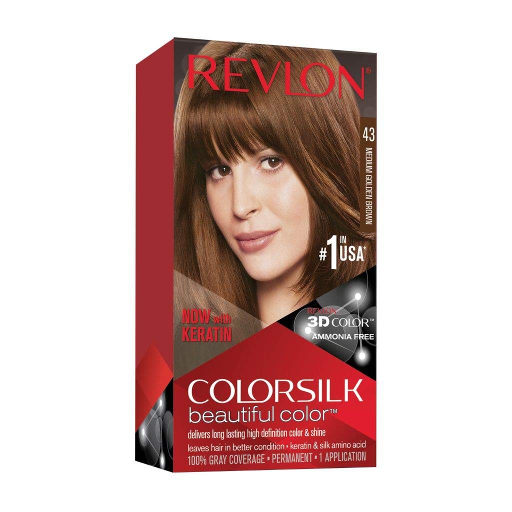 REVLON Colorsilk Beautiful Hair Permanent Hair Color, 43 Medium Golden Brown, 1.45 lb (RK-76775) Beauty & Personal Care REVLON