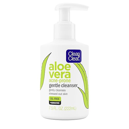 Clean & Clear Aloe Vera Gentle Facial Cleanser for Acne-Prone & Sensitive Skin, Oil-Free Daily Face Wash with Aloe Vera, Vegan, No Animal Testing Beauty & Personal Care Clean & Clear