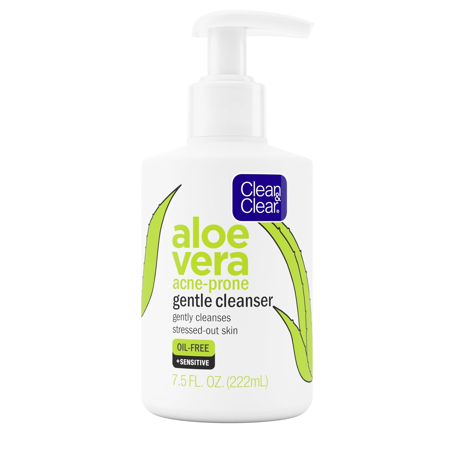 Clean & Clear Aloe Vera Gentle Facial Cleanser for Acne-Prone & Sensitive Skin, Oil-Free Daily Face Wash with Aloe Vera, Vegan, No Animal Testing Beauty & Personal Care Clean & Clear