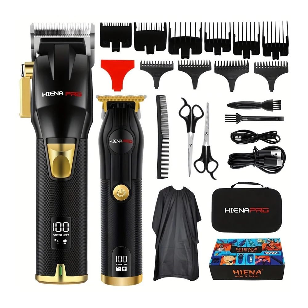 EWKYLSEM Razors Professional Hair Clipper Set for Men, Rechargeable Hair Trimmer with LCD Digital Display, Electric Clipper, Black and Gold Beauty and Personal Care EWKYLSEM