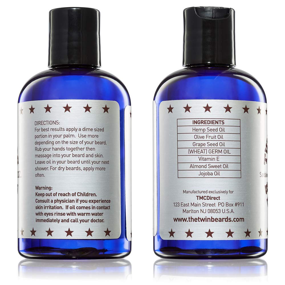 Twin Beards Sandalwood Beard Oil for Men | Beard Conditioner for Men | Essential Beard Care | Beard Softener for Men during Beard Growth | Beard Beauty & Personal Care TWIN BEARDS BEARD OIL