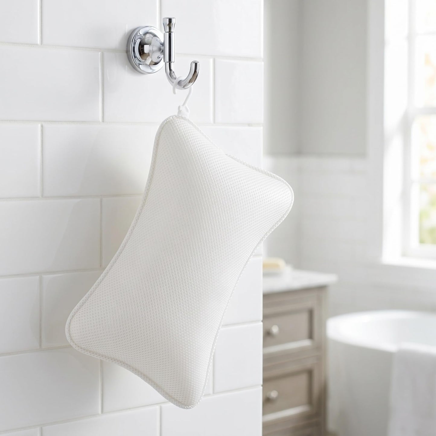 SUPVOX 3D Mesh Bath Pillow for Bathtub - Non-Slip Bathtub Pillow with 2 Strong Suction Cups, Breathable Neck and Head Support Cushion for Tub, Spa Beauty and Personal Care SUPVOX