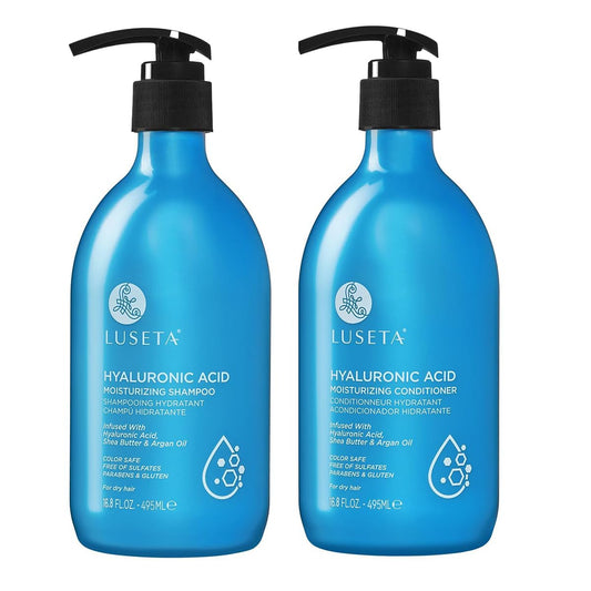 LUSETA Hyaluronic Acid Moisturizing Shampoo and Conditioner Set for Hair Frizz Control for Dry and Damaged Hair, with Argan Oil and Shea Butter Beauty & Personal Care L LUSETA