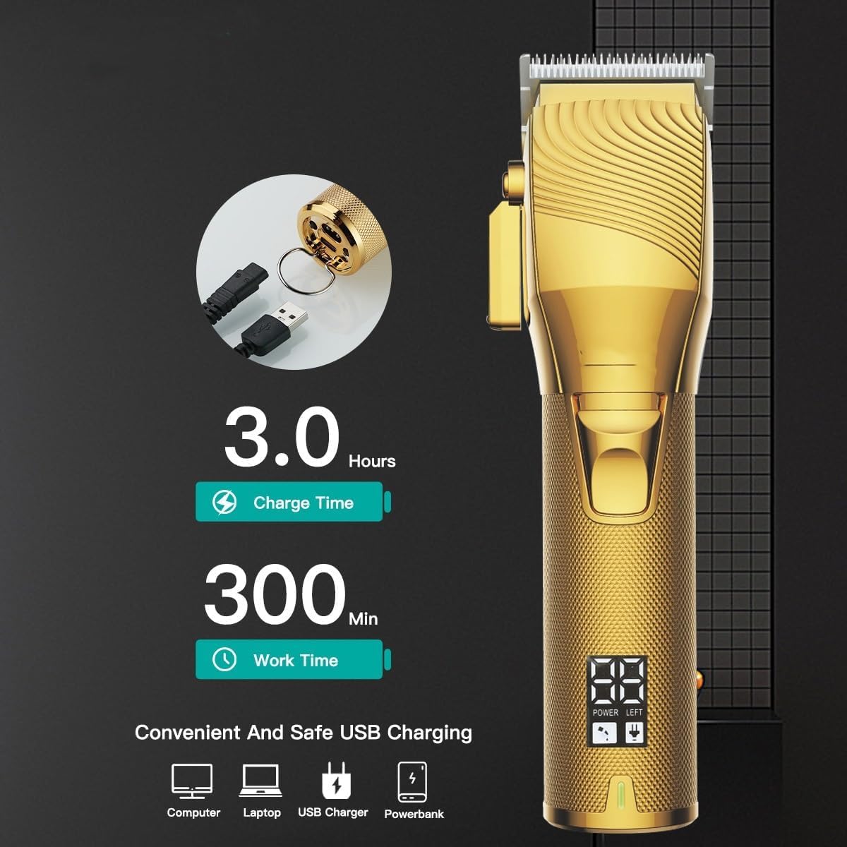 GLESVOWIO Hair Clippers for Men Clipper Professional Trimmer Cordless Cutting Machine Adjustable Electric Rechargeable for(Black) Beauty and Personal Care GLESVOWIO
