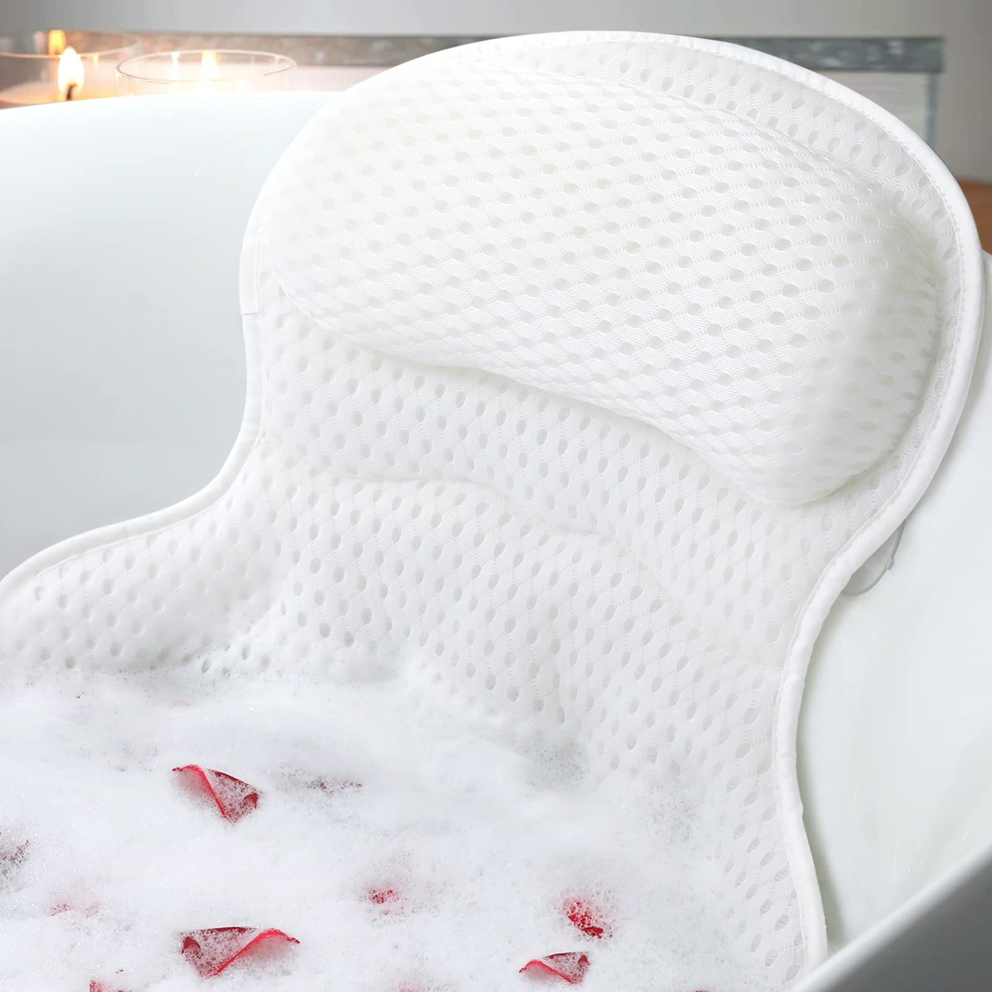 Bath Pillow Bathtub Pillow, Luxury Bath Pillows for Tub Neck and Back Support, Bath Tub Pillow Headrest with Soft 4D Mesh Fabric and Non-Slip Suction Beauty and Personal Care Ozyalo