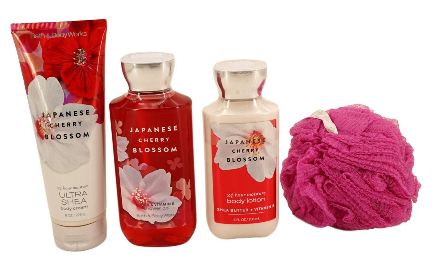 Japanese Cherry Blossom Set - Shower Gel, Lotion, Body Cream with Loofah Beauty & Personal Care Bath & Body Works