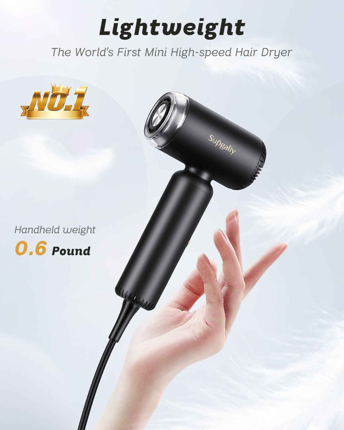 SUPGALIY Hair Dryer - Mini HairDryer, Ionic High-Speed Motor for Fast Drying, Portable Lightweight Blow Dryer, Quiet Professional Blowdryer Beauty and Personal Care SUPGALIY