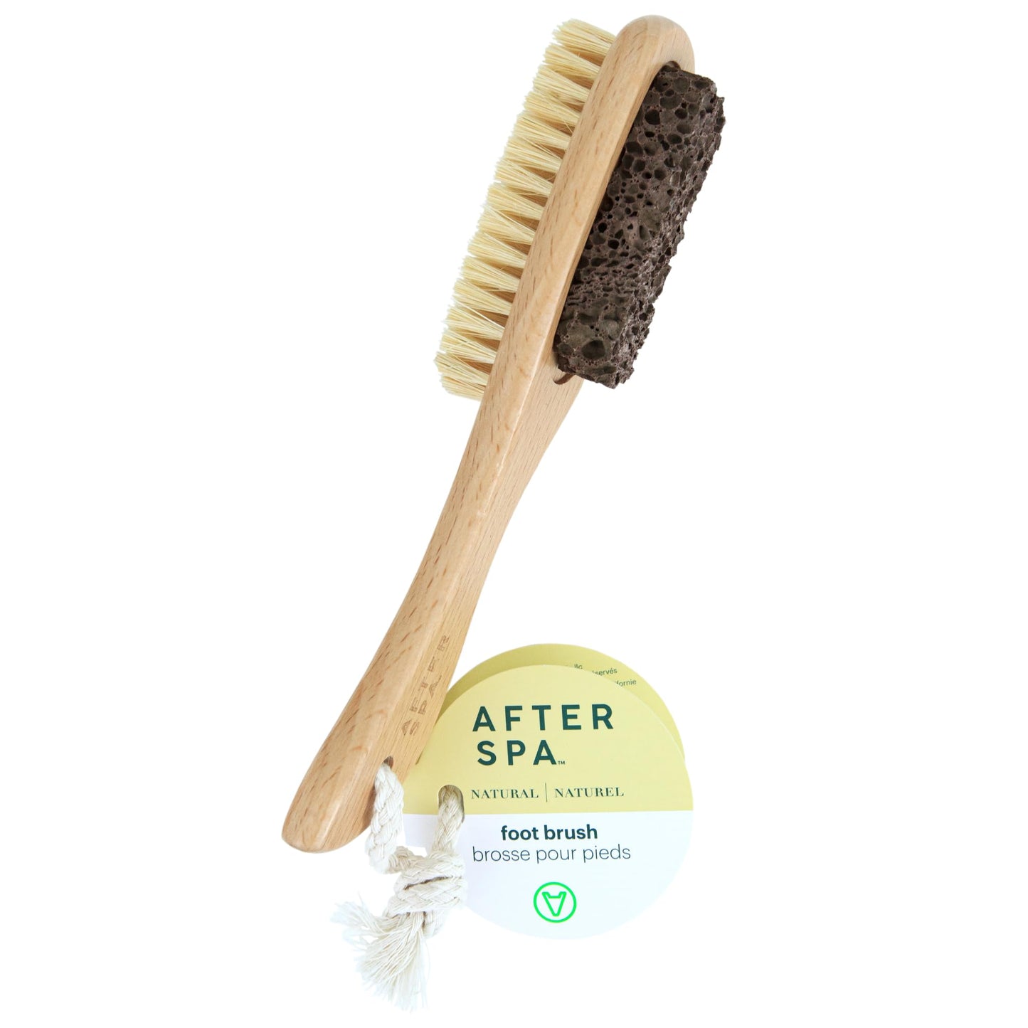 Foot Scrubber Brush by Afterspa, Double Sided Exfoliator Dry Brush with Handle and Pumice Stone, Pedicure for Feet, Vegan and Cruelty-Free Beauty and Personal Care AFTERSPA