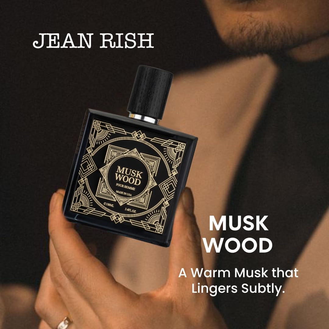 Jean Rish Musk Wood Perfume for Men Eau De Toilette, Long-Lasting Luxury Fragrance, Made In USA - Bergamot, Rose, Cedar, Sandalwood, Musk Scent Beauty & Personal Care Jean Rish