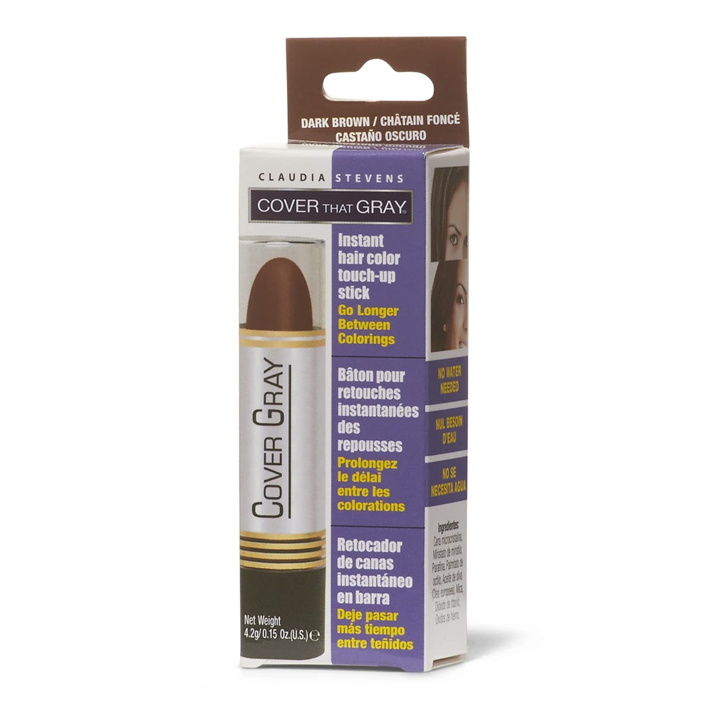 Cover Your Gray Hair Color Touch-Up Stick - Dark Brown Beauty & Personal Care Claudia Stevens