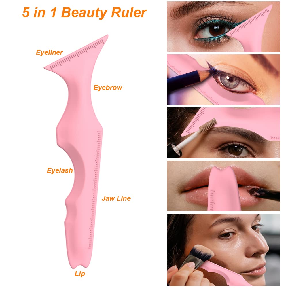 URGINO 5 in 1 Silicone Eyeliner Stencils Reusable Clean Winged Liner for Eyes,Make up Tools as Eyelash Shield/Eyebrow Shaping/Jaw Line/Lip Line Beauty & Personal Care URGINO