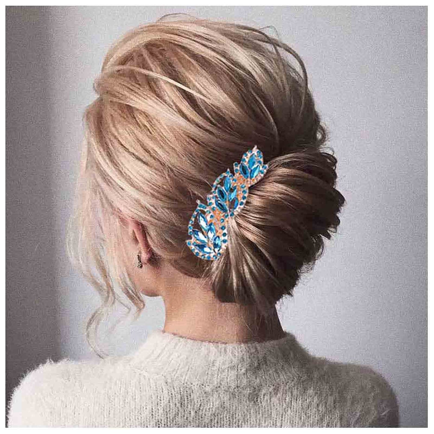 Yheakne Crystal Wedding Hair Clip Barrette Bridal Rhinestone Hair Clip Comb Wedding Headpieces Bride Hair Barrette Headwear Wedding Hair Accessories Beauty & Personal Care Yheakne