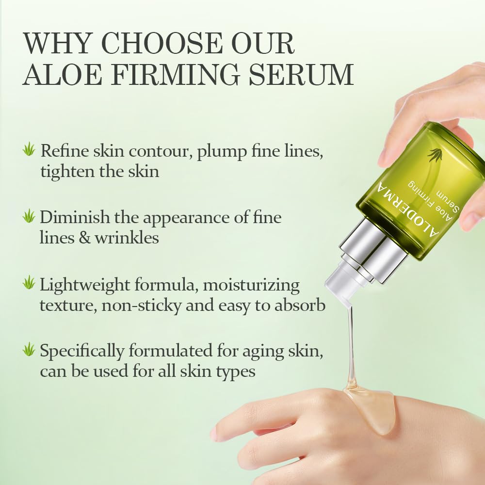 Aloderma Firming Face Serum with 63% Organic Aloe Vera - Age-Defying Face Plumping Serum for Radiant Skin - Tighten Skin, Reduce the Appearance Beauty & Personal Care Aloderma