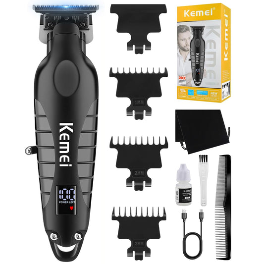 KEMEI Trimmer Professional Cordless Hair Clipper for Men Electric Beard Trimmers Barber Hair Cuttings Kit, Zero Gapped T Blade Trimmers with LCD Beauty and Personal Care KEMEI