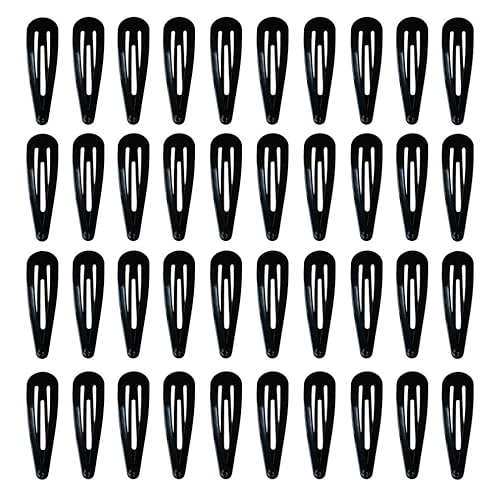 40 Pack Black 2 Inch Barrettes Women Metal Snap Hair Clips Accessories Beauty & Personal Care PIDOUDOU