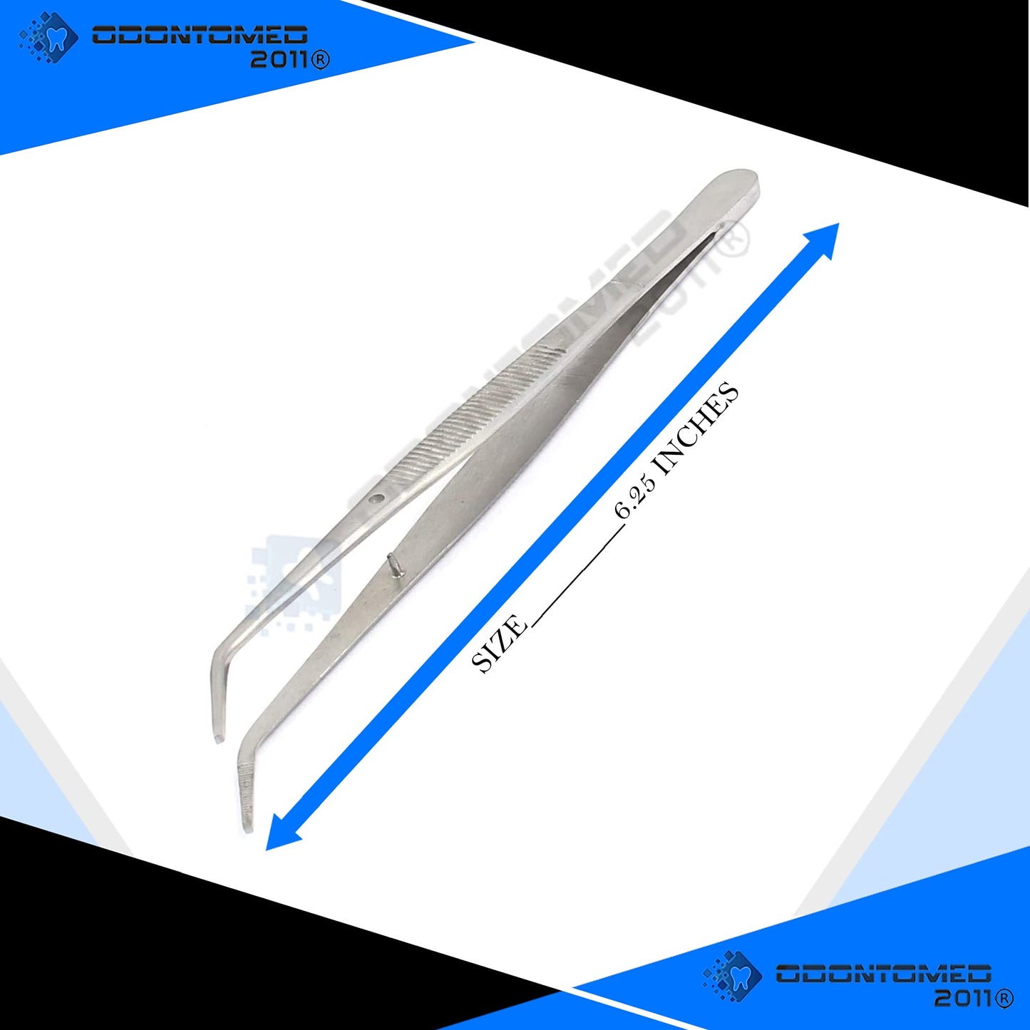 OdontoMed2011® Heavy Duty 6 inches Stainless Steel College Tweezers Curved Tips All-purpose Forceps Professional Tweezers Tongs and Comfortable Ridged Beauty and Personal Care OdontoMed2011