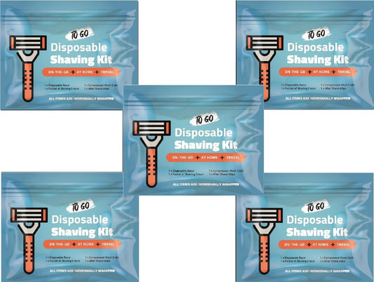Shaving Kit with Razor, Shaving Cream, Washcloth & Aftershave Wipe - Men’s Travel Shave Set for Hotels, Shelters & Outreach - Disposable Grooming Pack Beauty and Personal Care pH Advantage