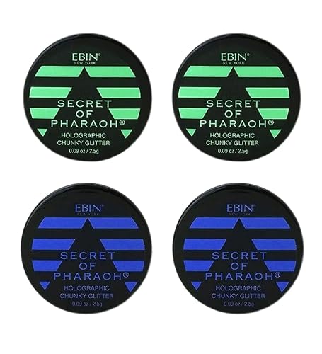 Chunky Glitter - Secret of Pharaoh Holographic Chunky Glitter - Emerald Forest and Aquamarine by EBIN NEW YORK Bundle - Shimmering, Iridescent Beauty & Personal Care EBIN NEW YORK