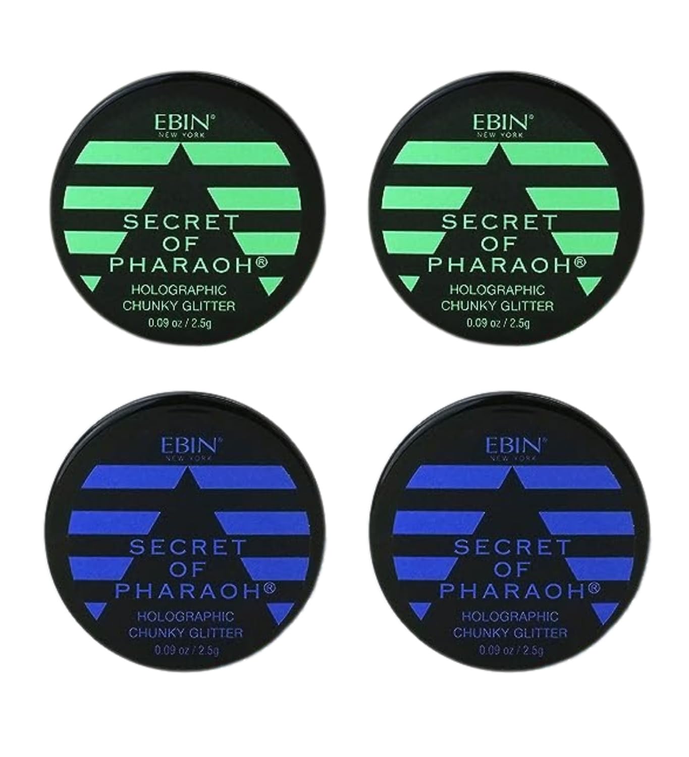 Chunky Glitter - Secret of Pharaoh Holographic Chunky Glitter - Emerald Forest and Aquamarine by EBIN NEW YORK Bundle - Shimmering, Iridescent Beauty & Personal Care EBIN NEW YORK