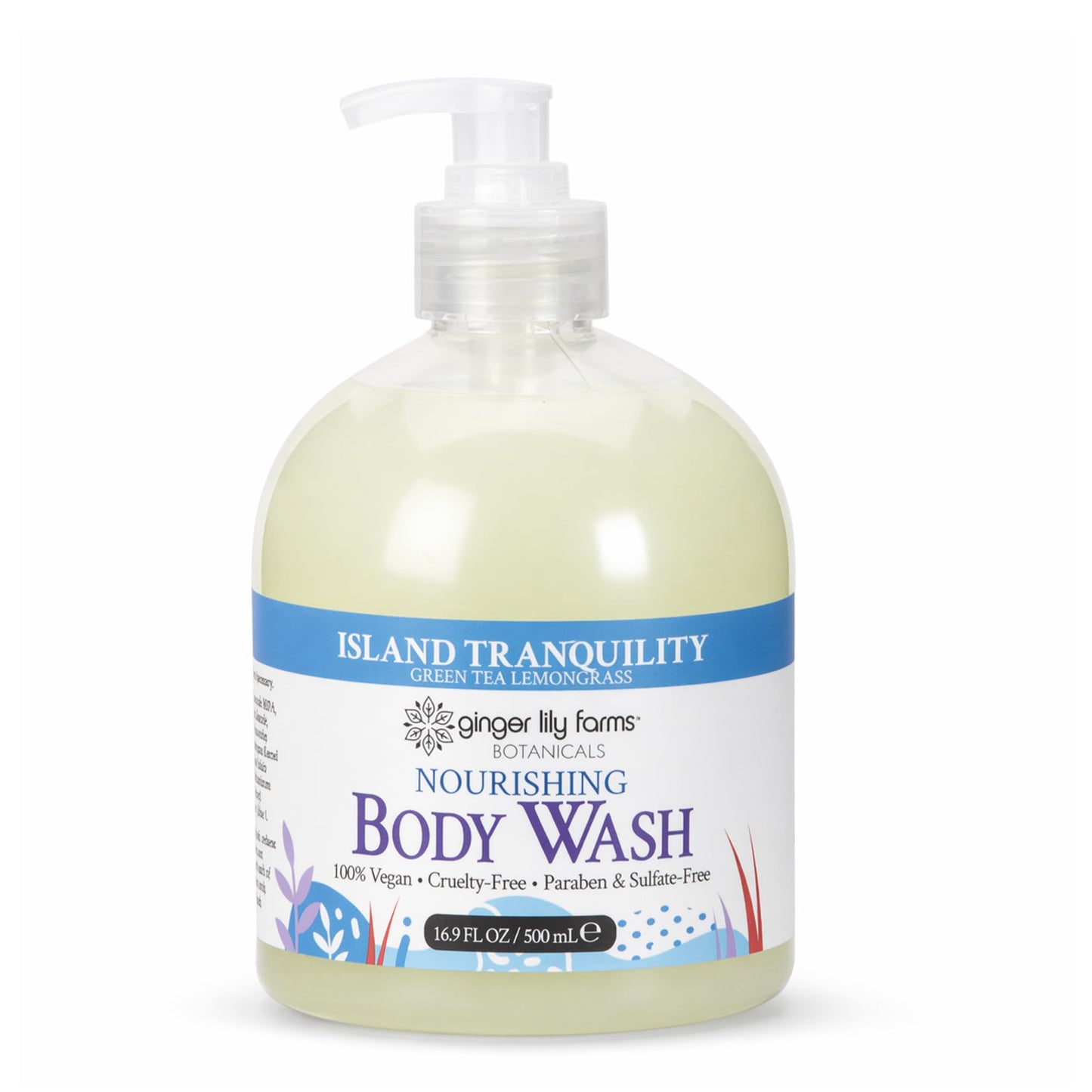 Ginger Lily Farms Botanicals Nourishing Body Wash, Island Tranquility, 100% Vegan & Cruelty-Free, Green Tea & Lemongrass Scent, 16.9 Fl Oz Beauty & Personal Care Ginger Lily Farms