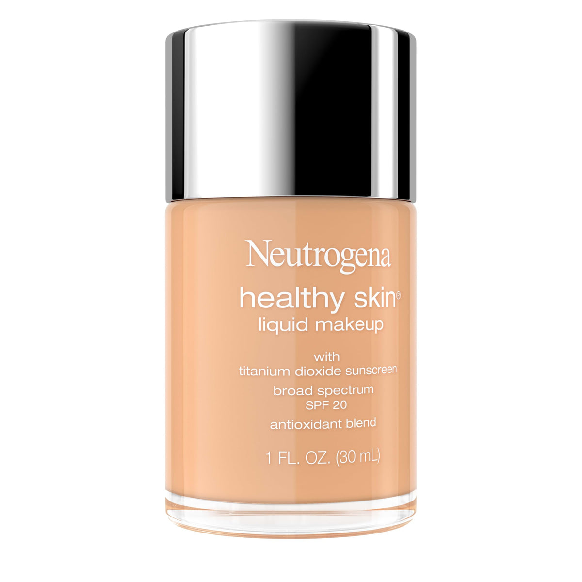 Neutrogena Healthy Skin Liquid Foundation Makeup Broad Spectrum SPF 20 Sunscreen, Medium Coverage, Vit B5, Antioxidants, All Day Wear, Buff Beige Beauty & Personal Care Neutrogena