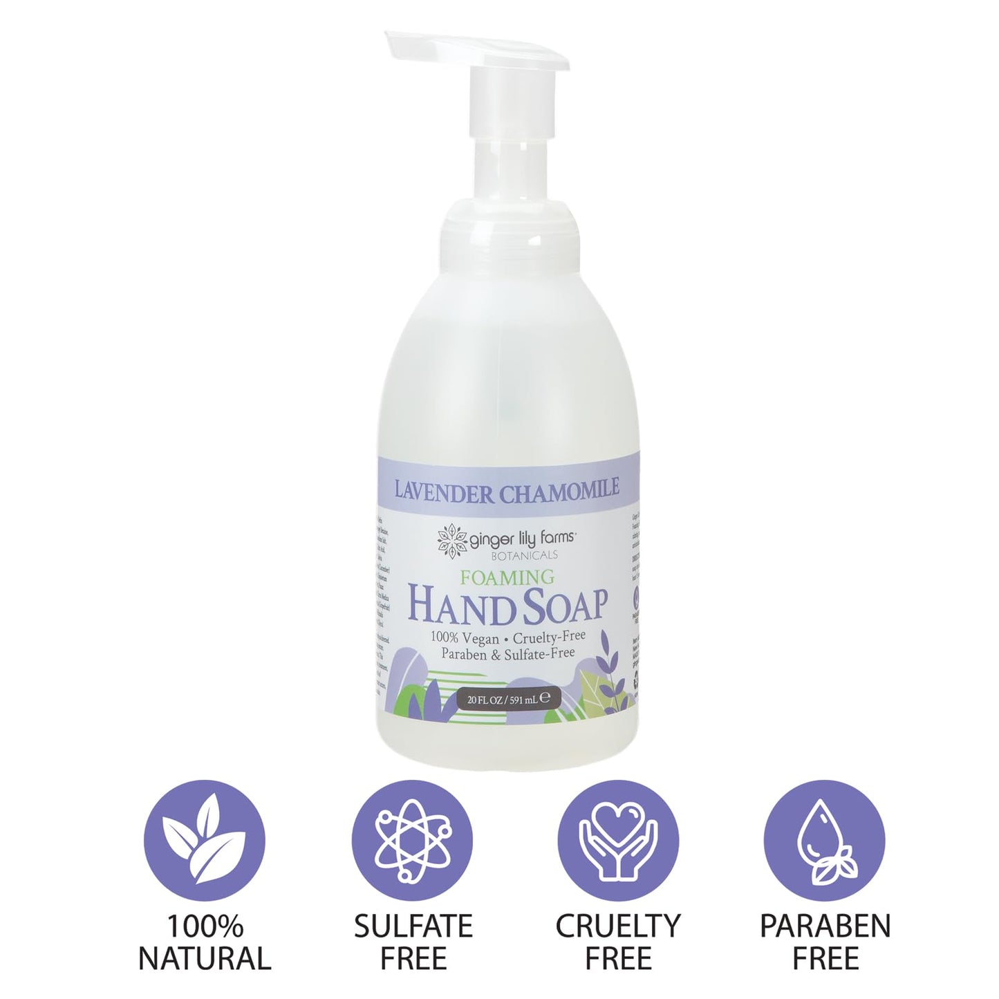 Ginger Lily Farms Botanicals All-Purpose Foaming Hand Soap Refill, 100% Vegan & Cruelty-Free, Lavender Chamomile Scent, 20 Fl Oz (Pack of 1) Beauty & Personal Care Ginger Lily Farms
