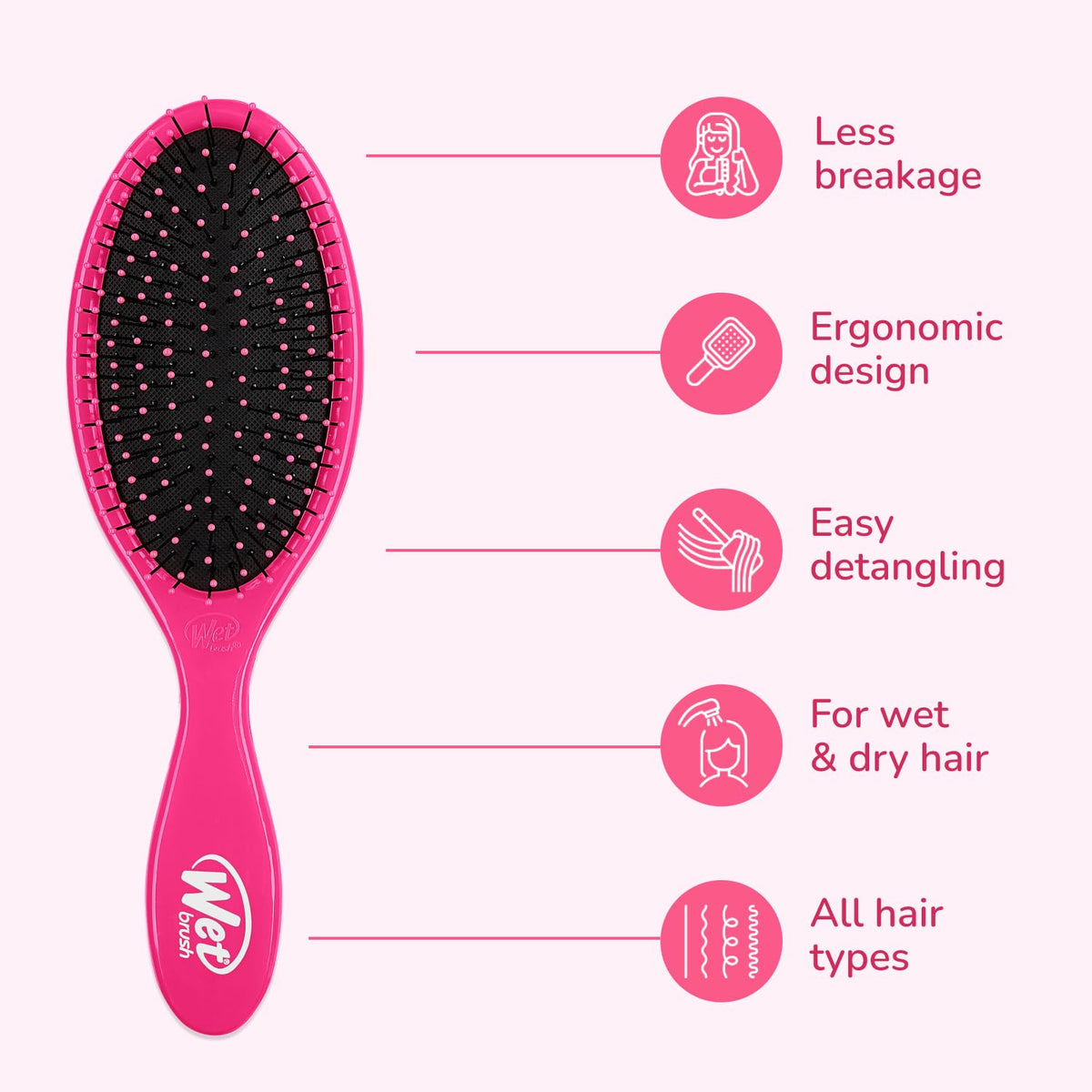 Wet Brush Original Detangler Hair Brush 2-Pack, Pink & Purple, Perfect Stocking Stuffer Set for Women & Men, Ultra-Soft IntelliFlex Bristles for Wet Beauty & Personal Care Wet Brush