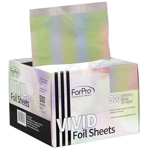 ForPro Professional Collection Vivid Celestial Embossed Foil Sheets, Aluminum, Pop-Up Foil Dispenser, Hair Foils for Color Application & Highlighting Beauty & Personal Care ForPro Professional Collection