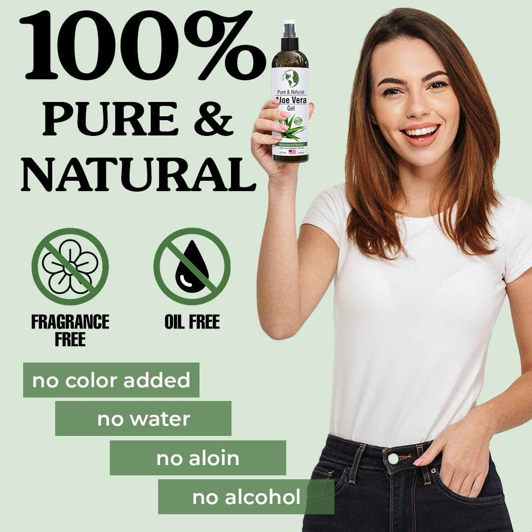 Earth's Daughter Organic Aloe Vera Gel from 100% Pure and Natural Cold Pressed Aloe - Moisturizes - Great for Face - Hair- Sunburn - Aftershave - Bug Beauty & Personal Care Earth's Daughter