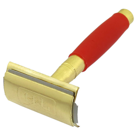 Ruilogod Dual Edge Blade Red Rubber Wrapped Handle Hair Removal Hand Razor for Men (id: 975 fc8 ed0 6e8 fa2 Beauty and Personal Care Ruilogod