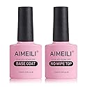 AIMEILI Gel Nail Polish No Wipe Top and Base Coat Set Shine Finish Long Lasting Soak Off Gel Nail Lacquer - 2 x 10ml Beauty & Personal Care AIMEILI