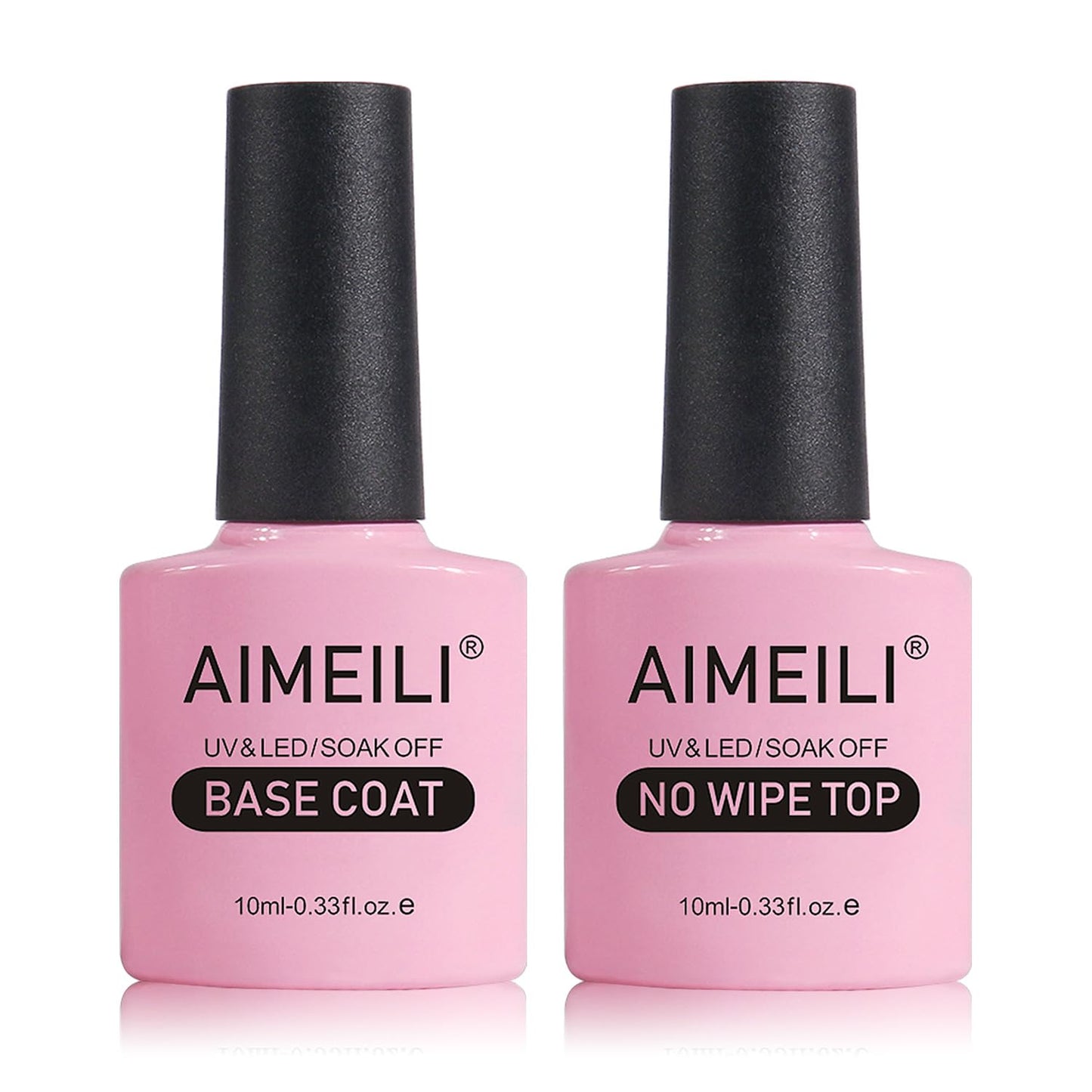 AIMEILI Gel Nail Polish No Wipe Top and Base Coat Set Shine Finish Long Lasting Soak Off Gel Nail Lacquer - 2 x 10ml Beauty & Personal Care AIMEILI
