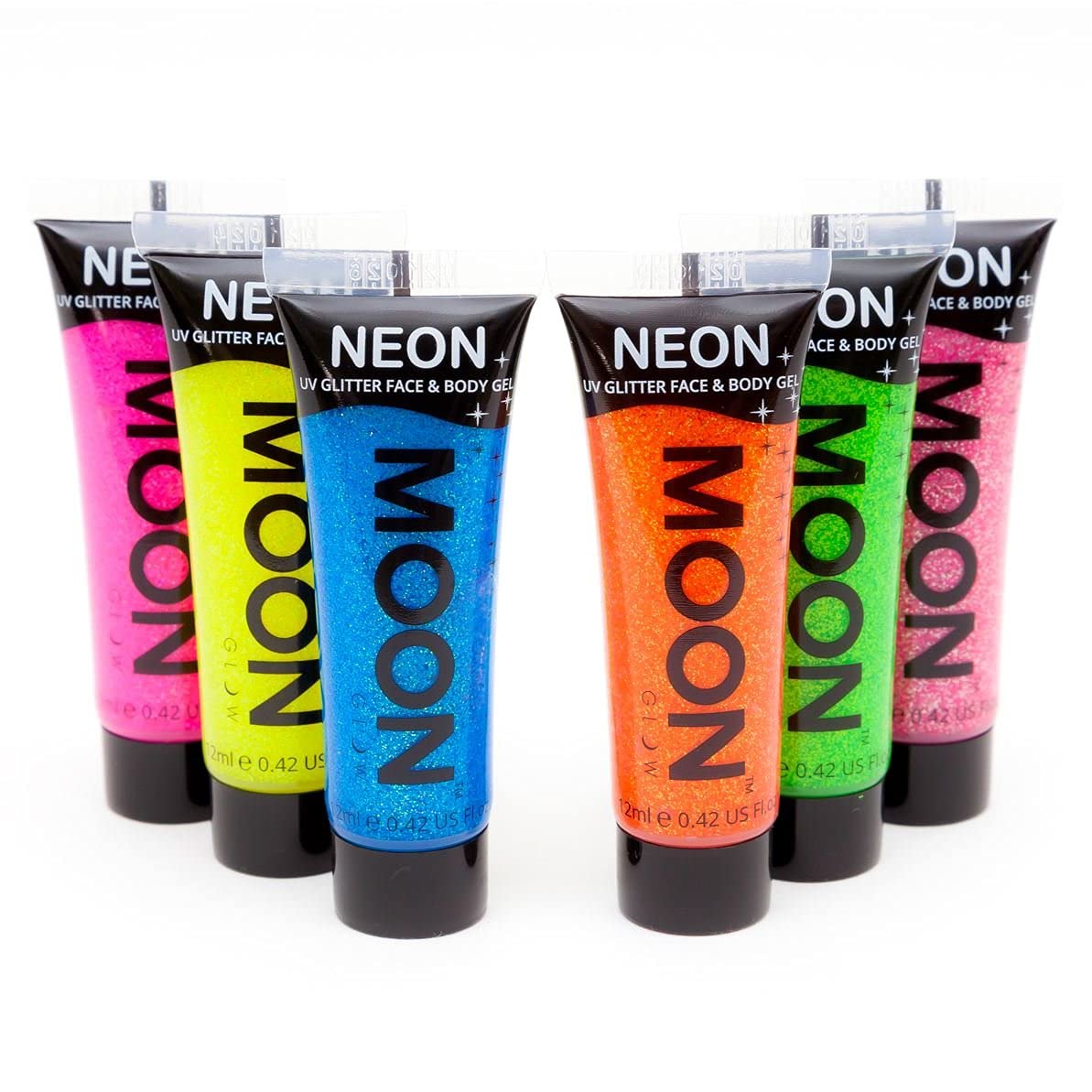 Moon Glow - Blacklight UV Glitter Face & Body Gel - 0.42oz Set of 6 - Blacklight Face Paint - glows brightly under Blacklight Beauty & Personal Care Moon Glow